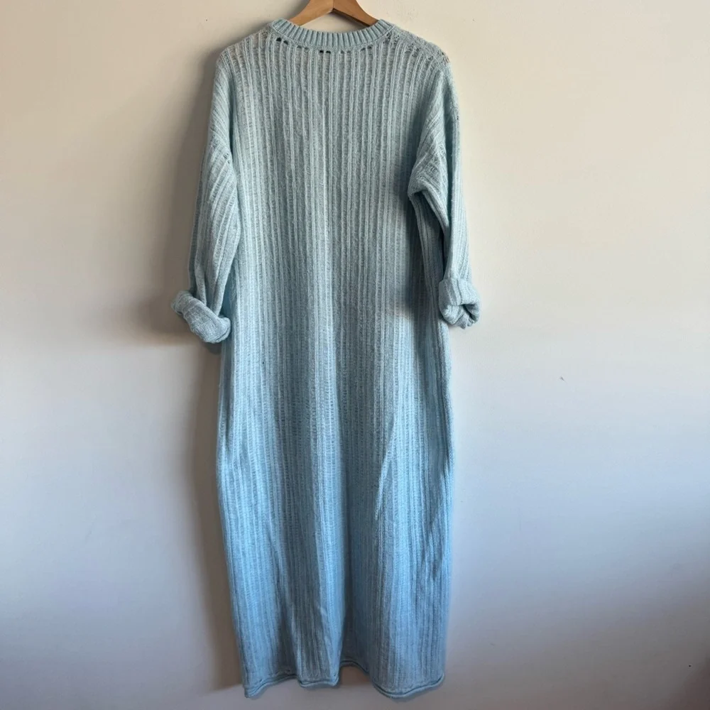 Zara light blue knit midi long sleeve sweater dress size M/L - Picture 12 of 13